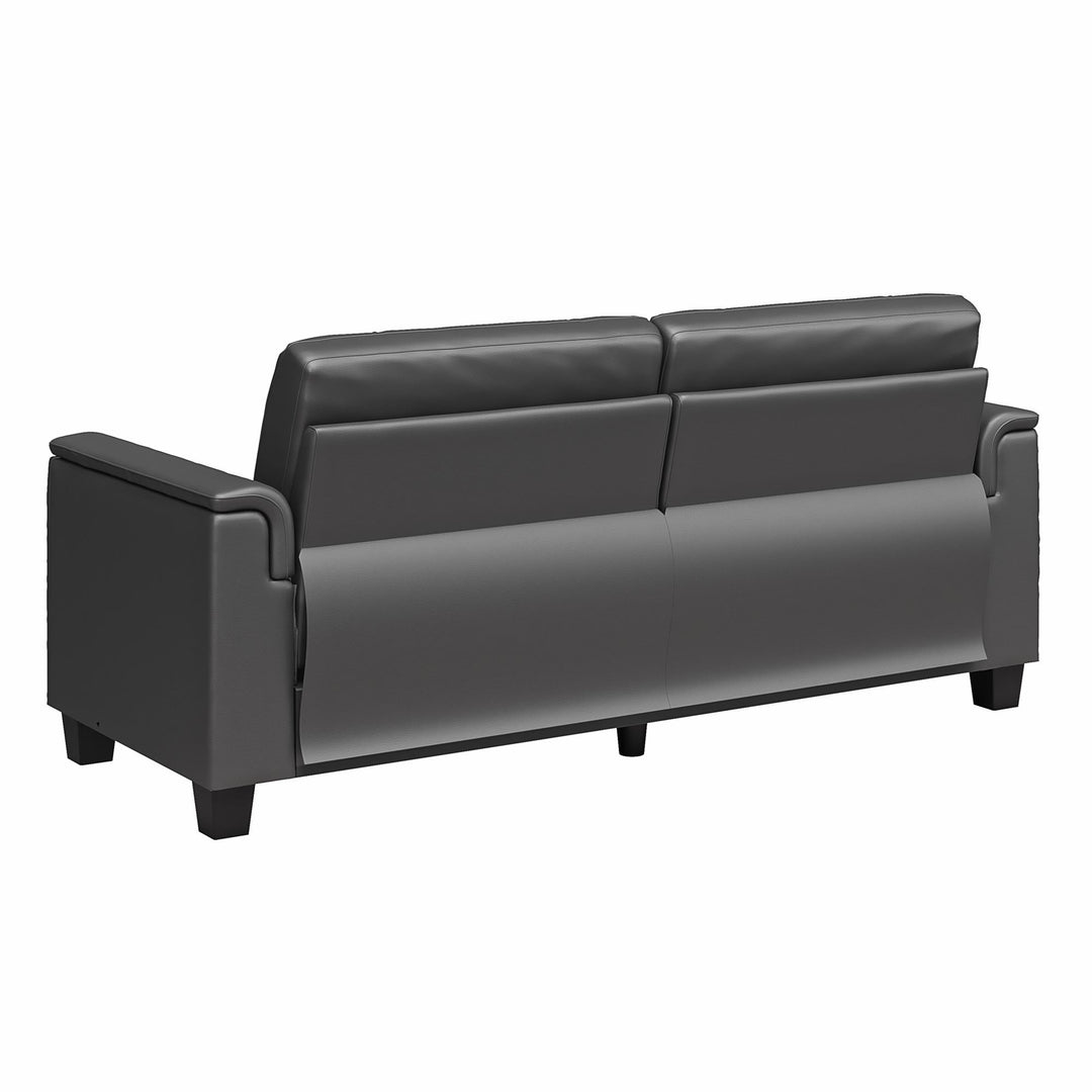 Bubba 75.5 inch Upholstered Sofa with Pillow Arms - Charcoal Faux Leather - 3-Seater