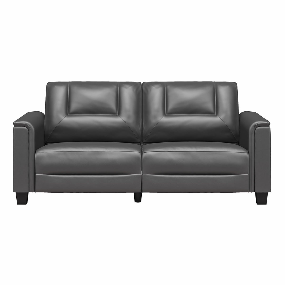 Bubba 75.5 inch Upholstered Sofa with Pillow Arms - Charcoal Faux Leather - 3-Seater