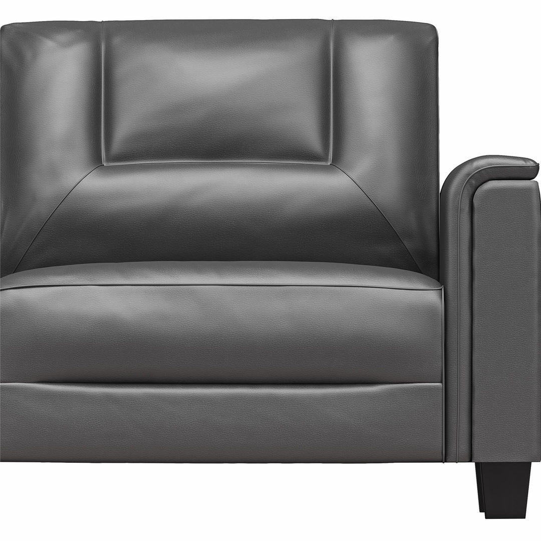 Bubba 75.5 inch Upholstered Sofa with Pillow Arms - Charcoal Faux Leather - 3-Seater