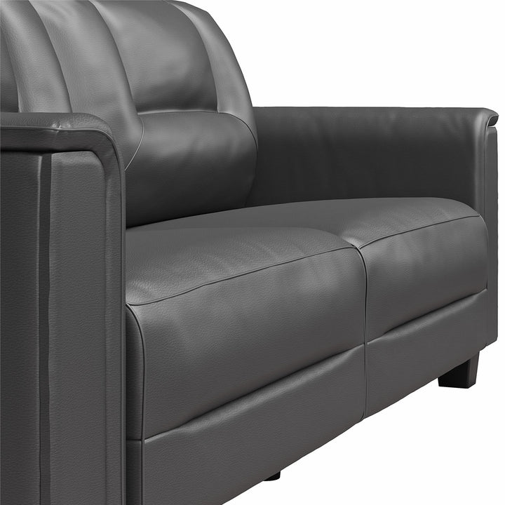 Bubba 75.5 inch Upholstered Sofa with Pillow Arms - Charcoal Faux Leather - 3-Seater