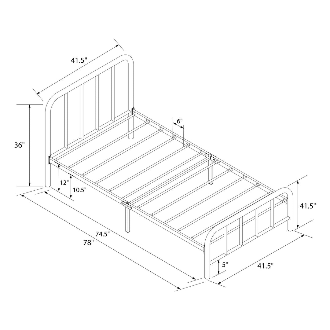 Marva Twin Metal Bed Frame with Headboard - Black - Twin