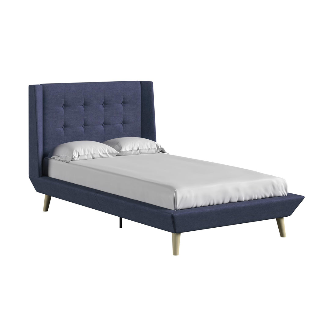 Farnsworth Upholstered Bed with Low Profile Platform Frame - Blue - Twin