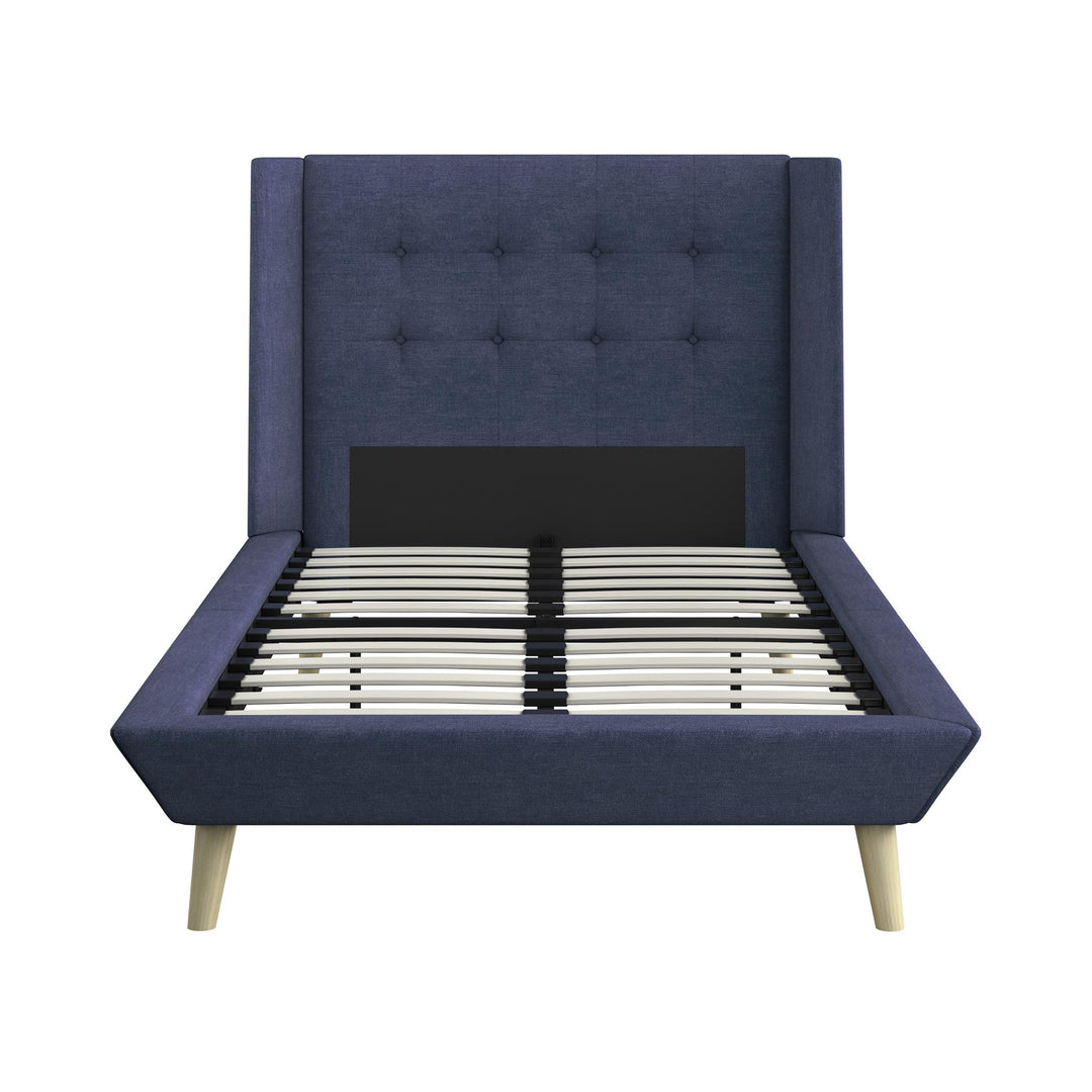 Farnsworth Upholstered Bed with Low Profile Platform Frame - Blue - Twin