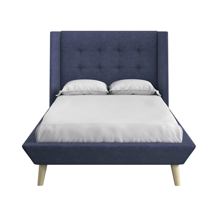 Farnsworth Upholstered Bed with Low Profile Platform Frame - Blue - Twin