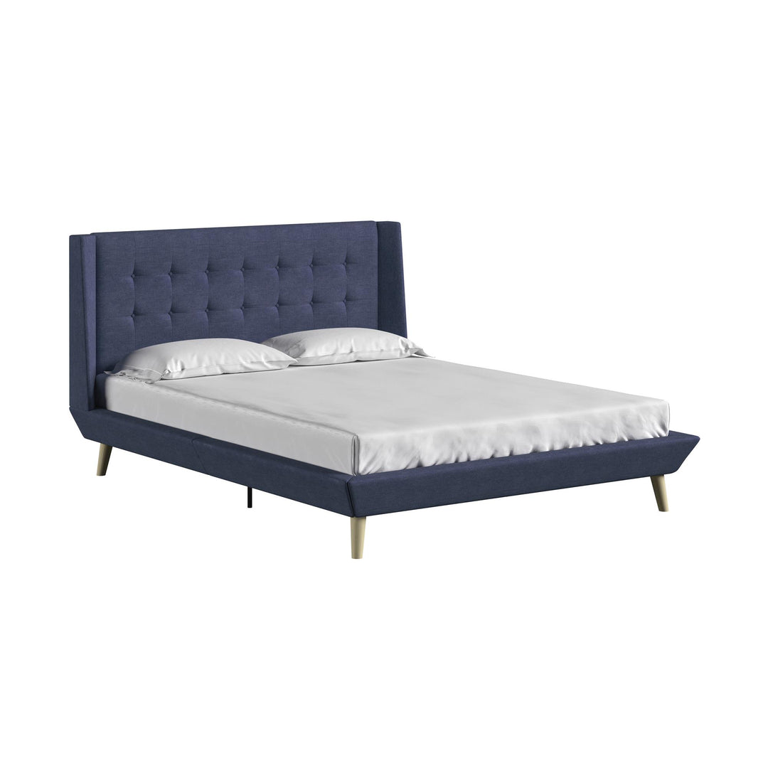 Farnsworth Upholstered Bed with Low Profile Platform Frame - Blue - Full