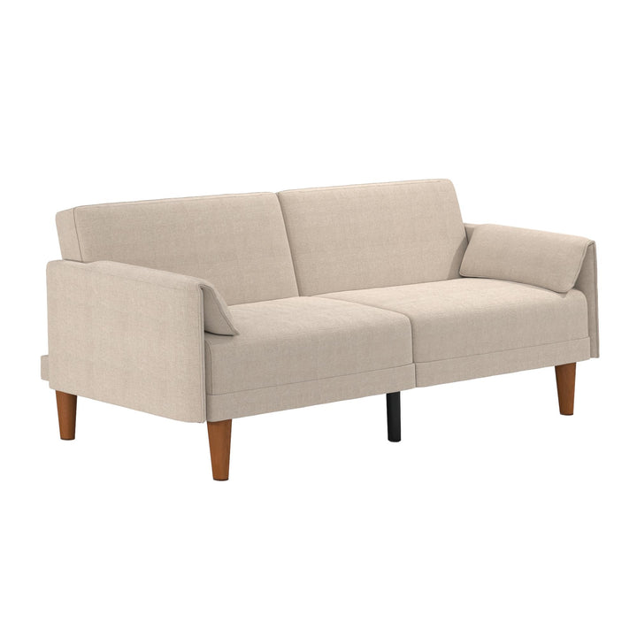 Markham 80.5 inch Futon Sofa Bed with 2 Attached Cushions - Sand Basket Weave - 3-Seater