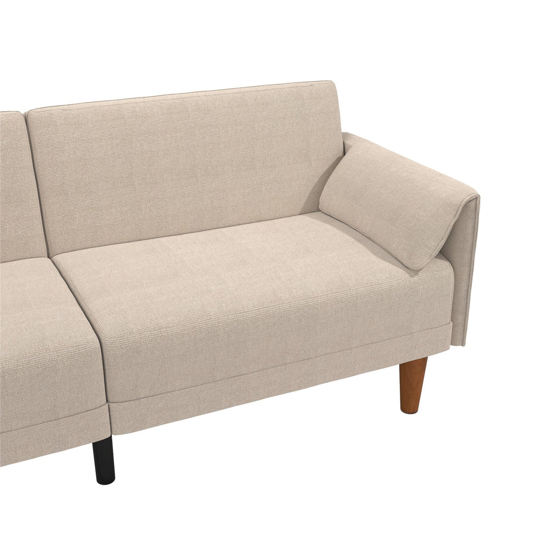 Markham 80.5 inch Futon Sofa Bed with 2 Attached Cushions - Sand Basket Weave - 3-Seater