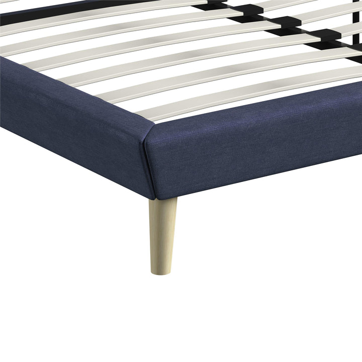 Farnsworth Upholstered Bed with Low Profile Platform Frame - Blue - Full