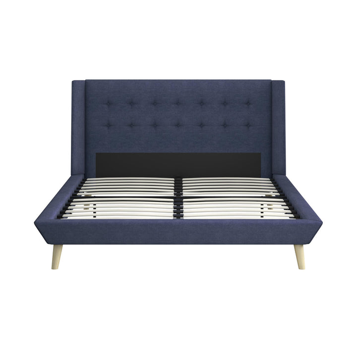 Farnsworth Upholstered Bed with Low Profile Platform Frame - Blue - Full