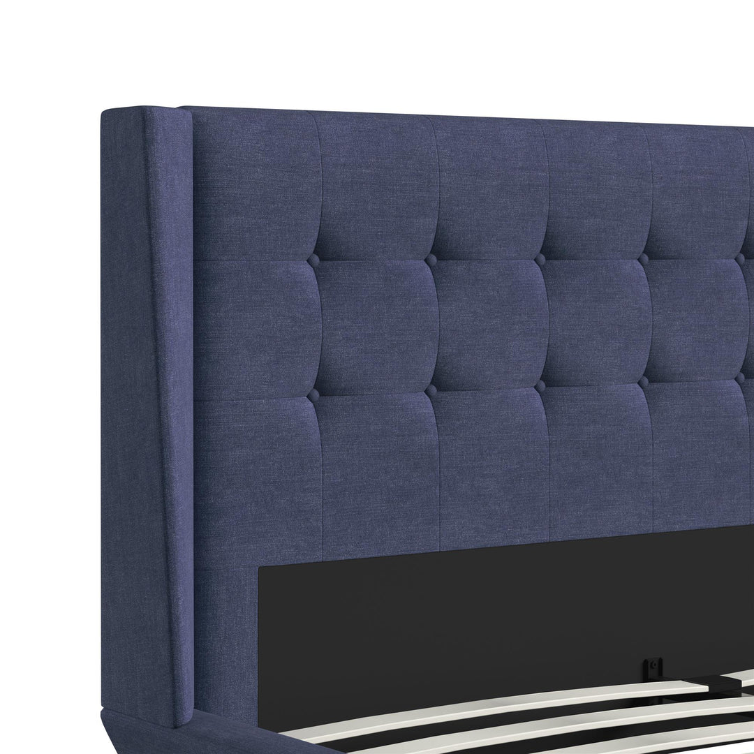 Farnsworth Upholstered Bed with Low Profile Platform Frame - Blue - Full