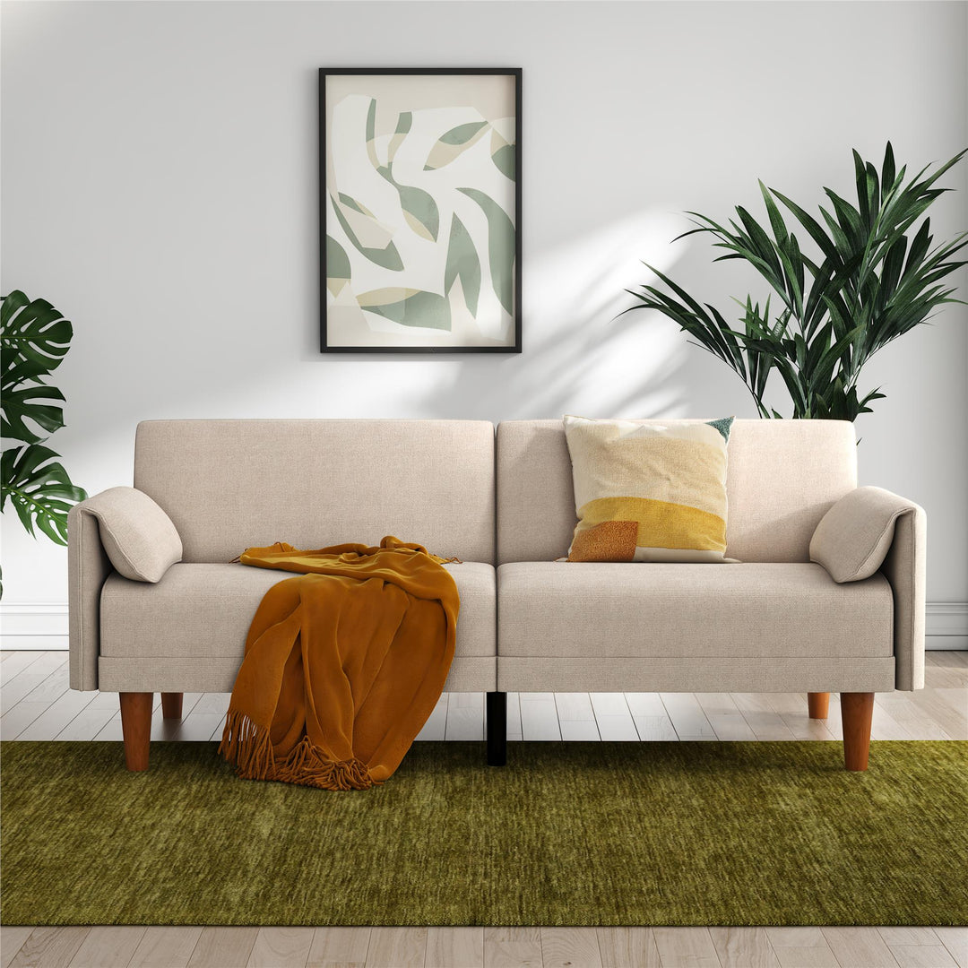 Markham 80.5 inch Futon Sofa Bed with 2 Attached Cushions - Sand Basket Weave - 3-Seater