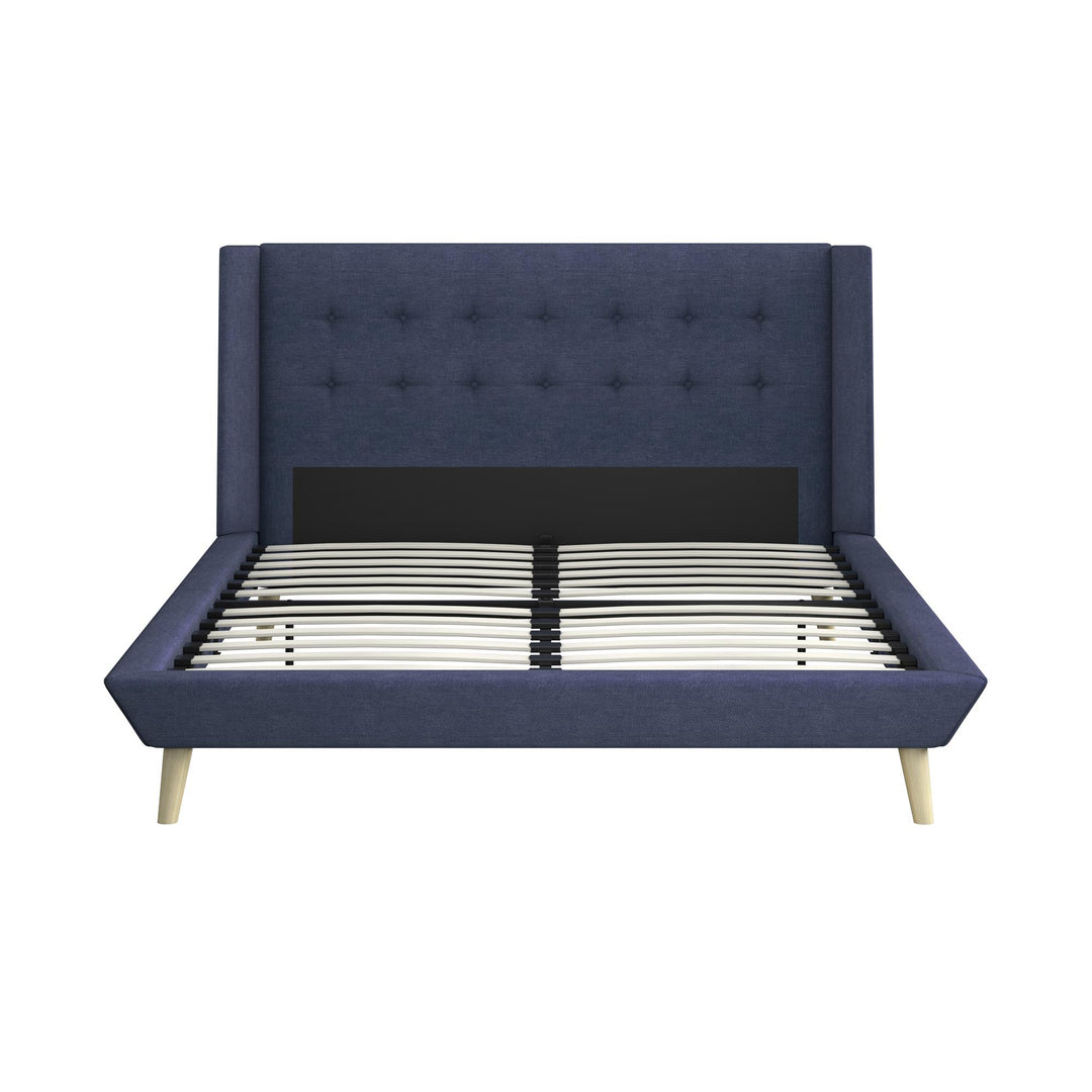 Farnsworth Upholstered Bed with Low Profile Platform Frame - Blue - Queen