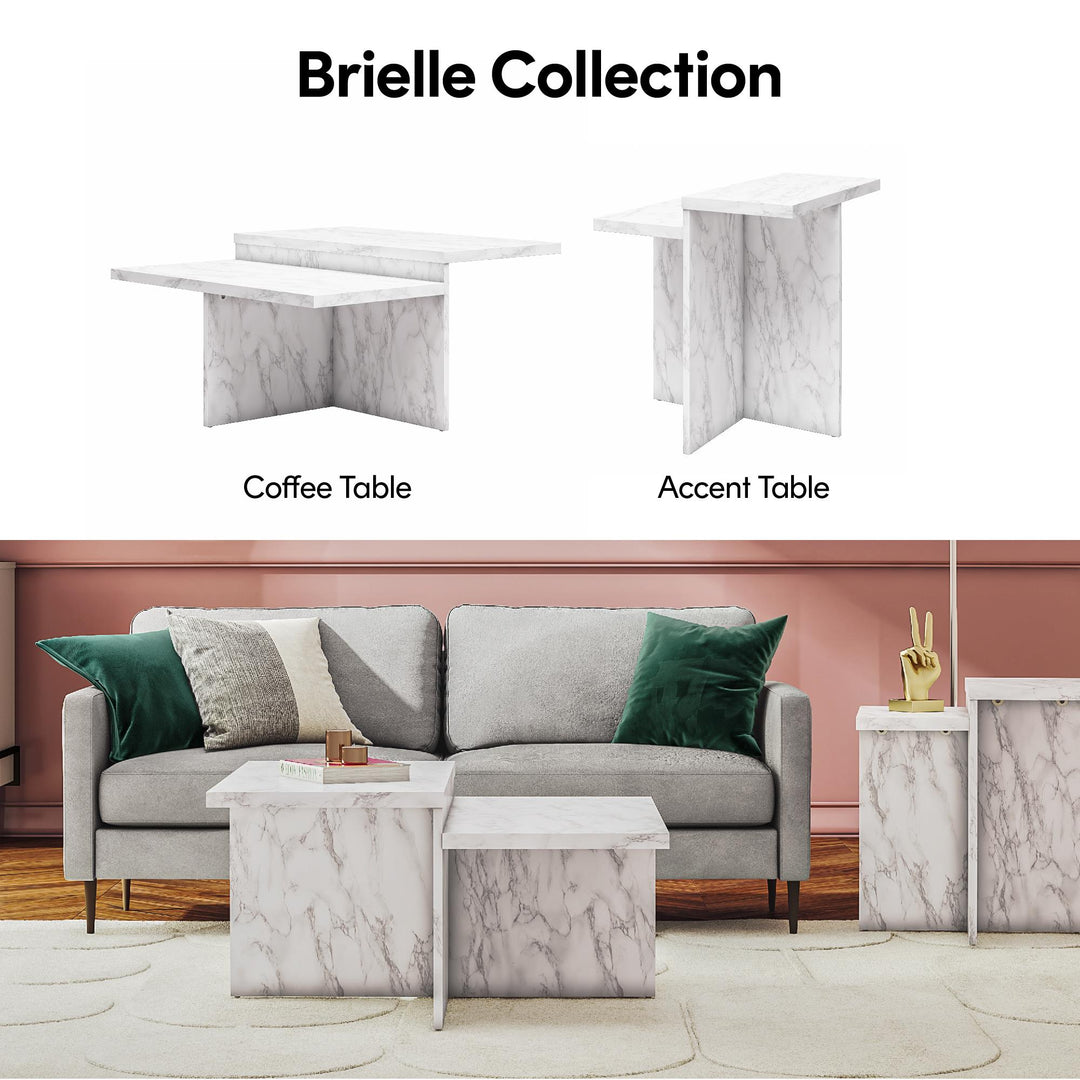 Brielle Two-Tiered Coffee Table - White marble