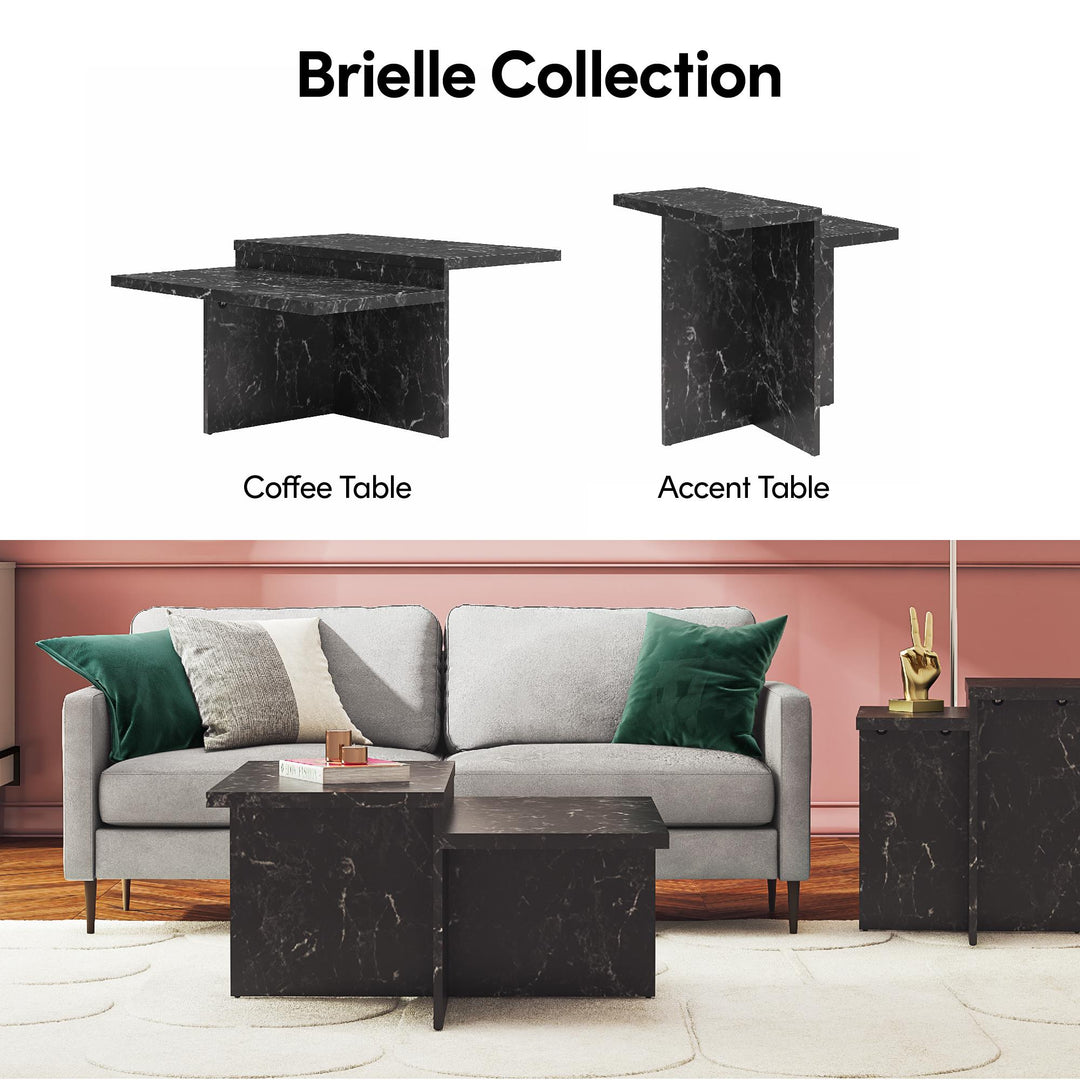 Brielle Two-Tiered Coffee Table - Black Marble