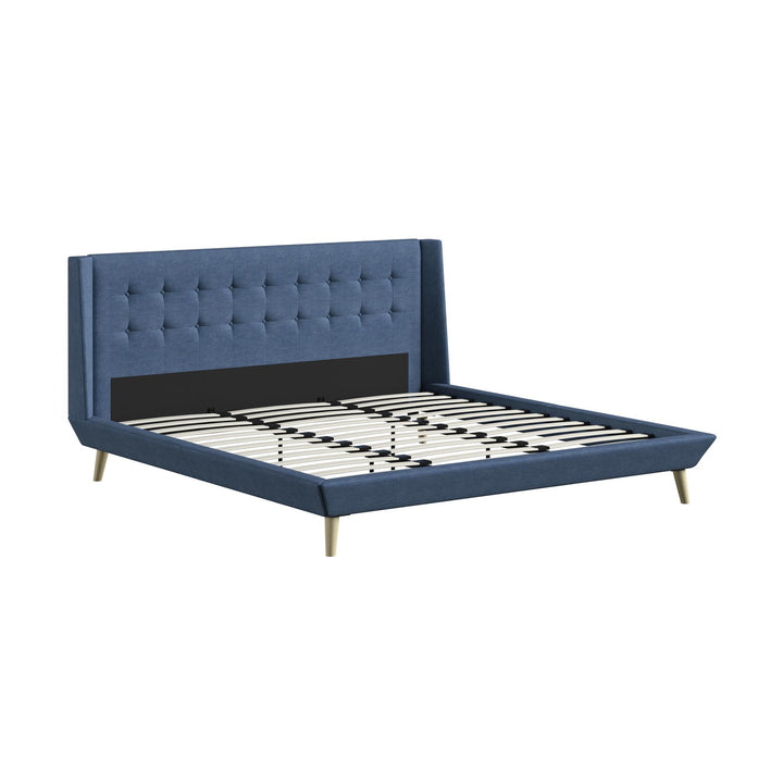 Farnsworth Upholstered Bed with Low Profile Platform Frame - Blue - King