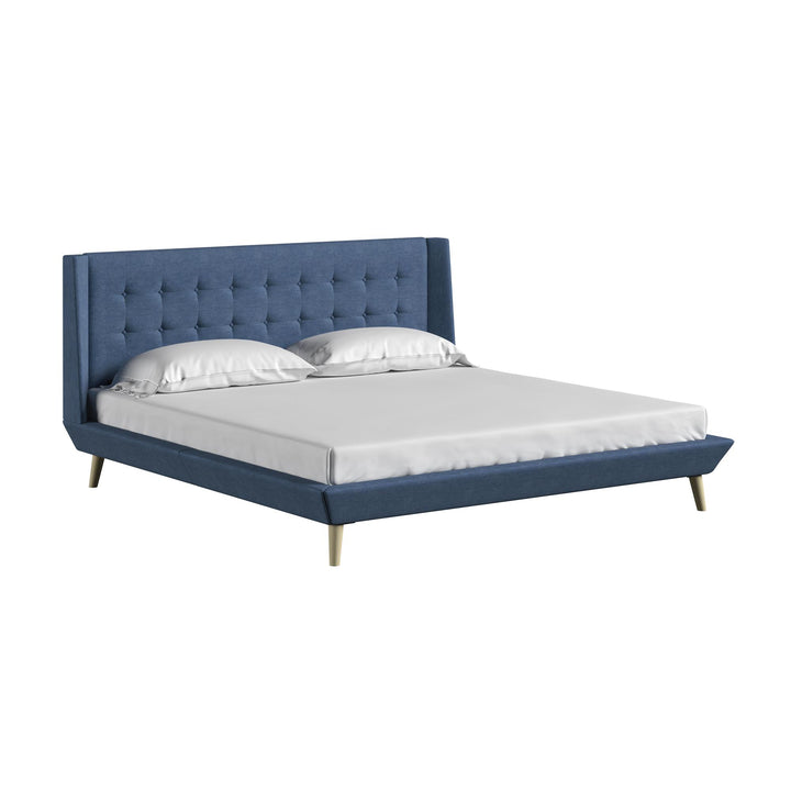 Farnsworth Upholstered Bed with Low Profile Platform Frame - Blue - King