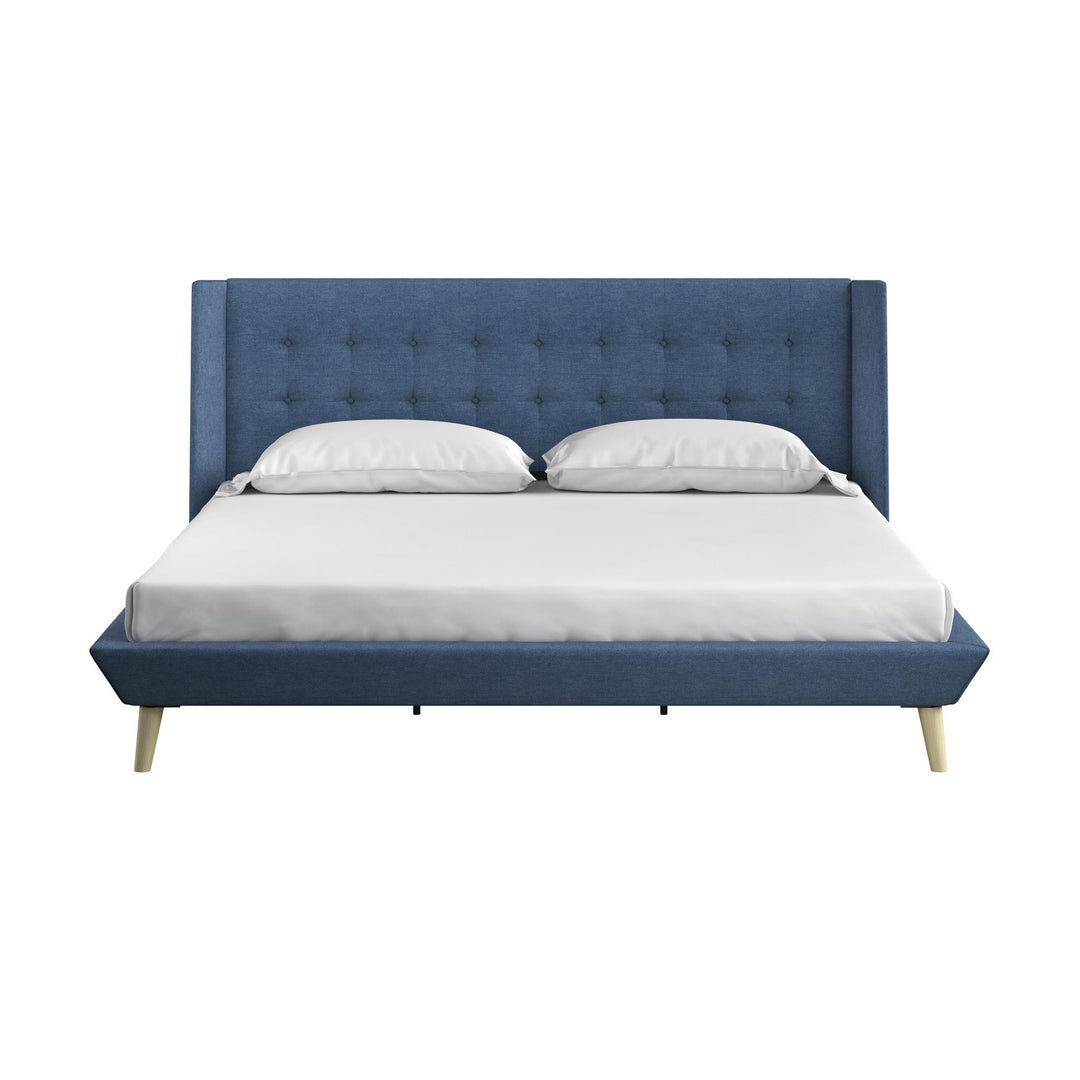 Farnsworth Upholstered Bed with Low Profile Platform Frame - Blue - King