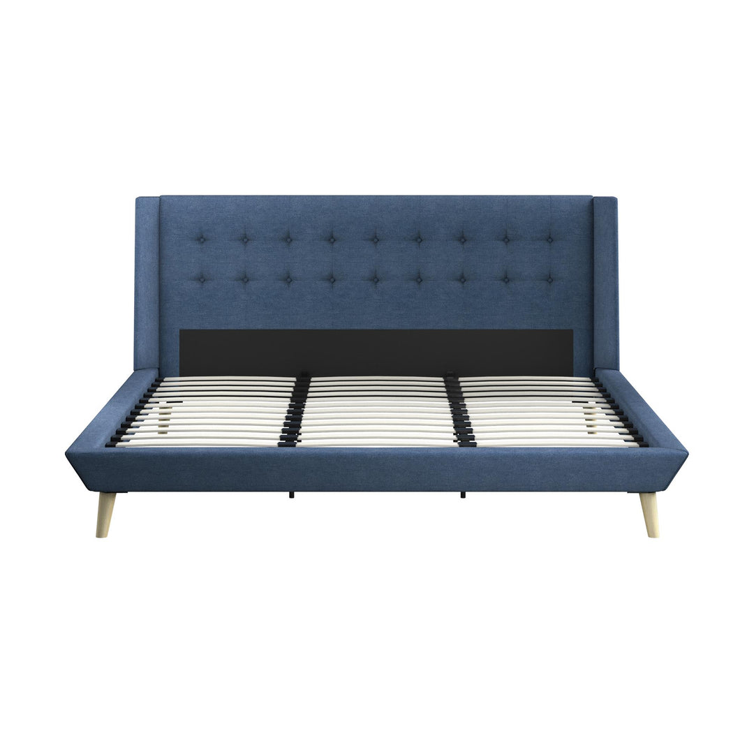 Farnsworth Upholstered Bed with Low Profile Platform Frame - Blue - King