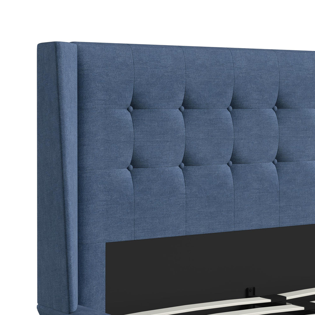 Farnsworth Upholstered Bed with Low Profile Platform Frame - Blue - King