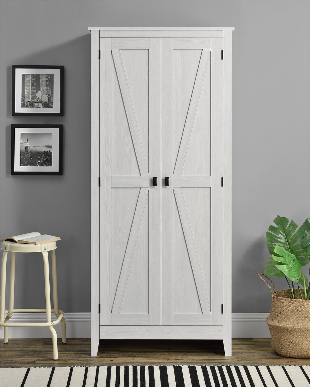 Farmington Rustic Farmhouse 31.5 Inch Wide Storage Cabinet - Ivory Pine