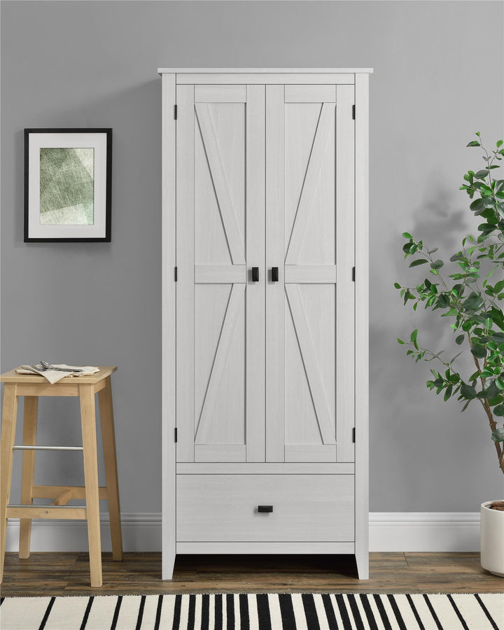 Farmington Rustic Farmhouse 30 Inch Wide Storage Cabinet - Ivory Pine