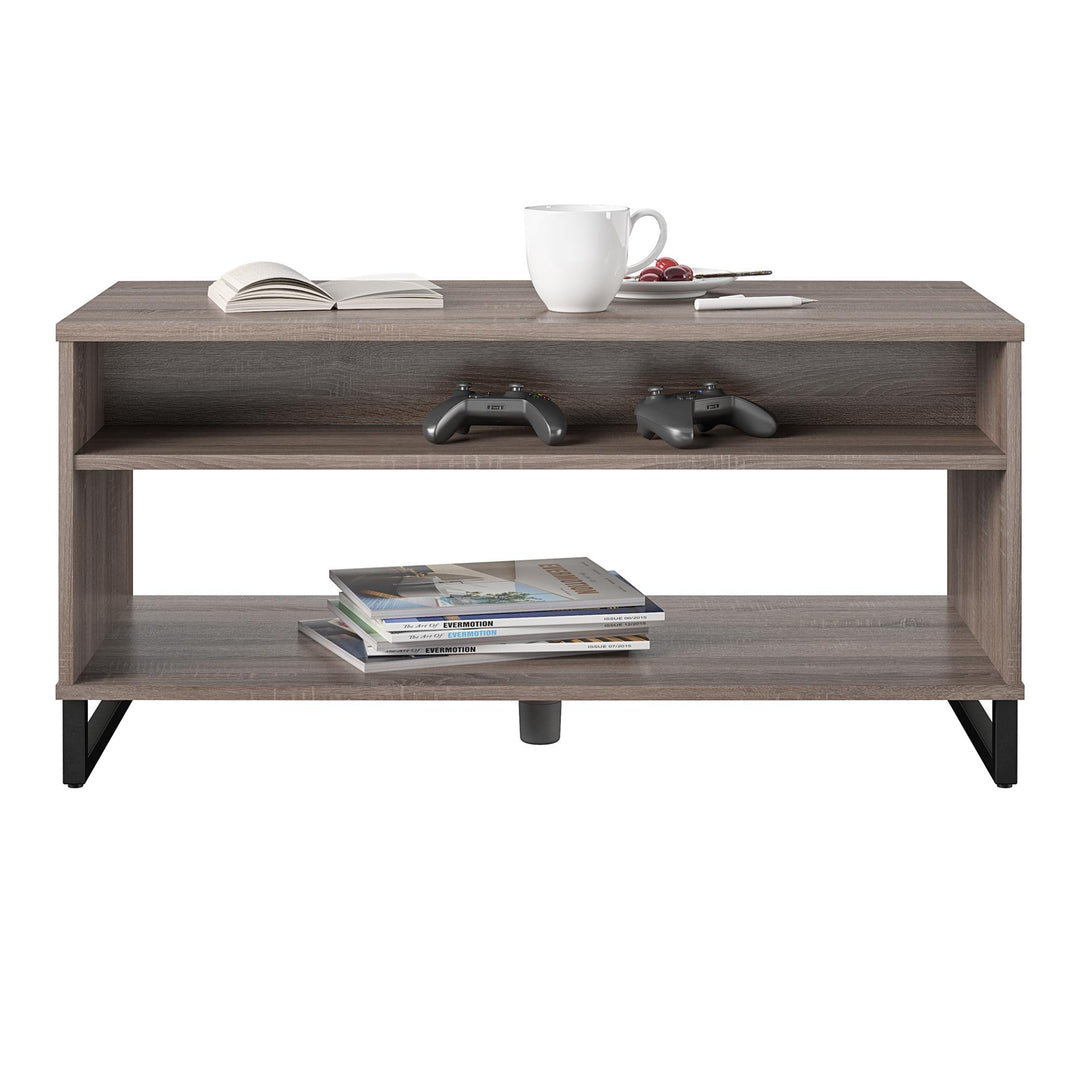 Coffee Table with 2 Shelves - Distressed Gray Oak