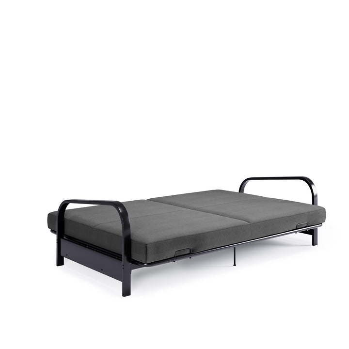 DHP Elbern Black Metal Arm Futon Frame with Microfiber Slipcover - Gray - Full