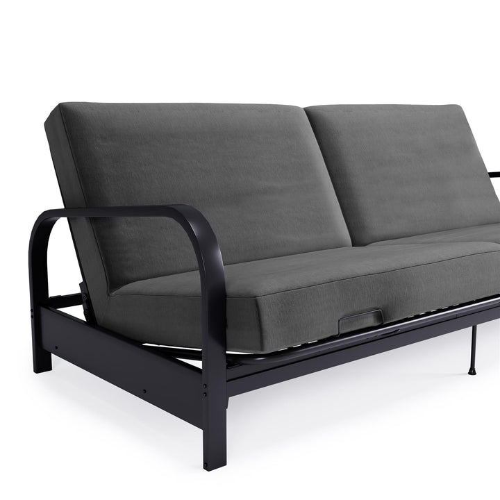 DHP Elbern Black Metal Arm Futon Frame with Microfiber Slipcover - Gray - Full