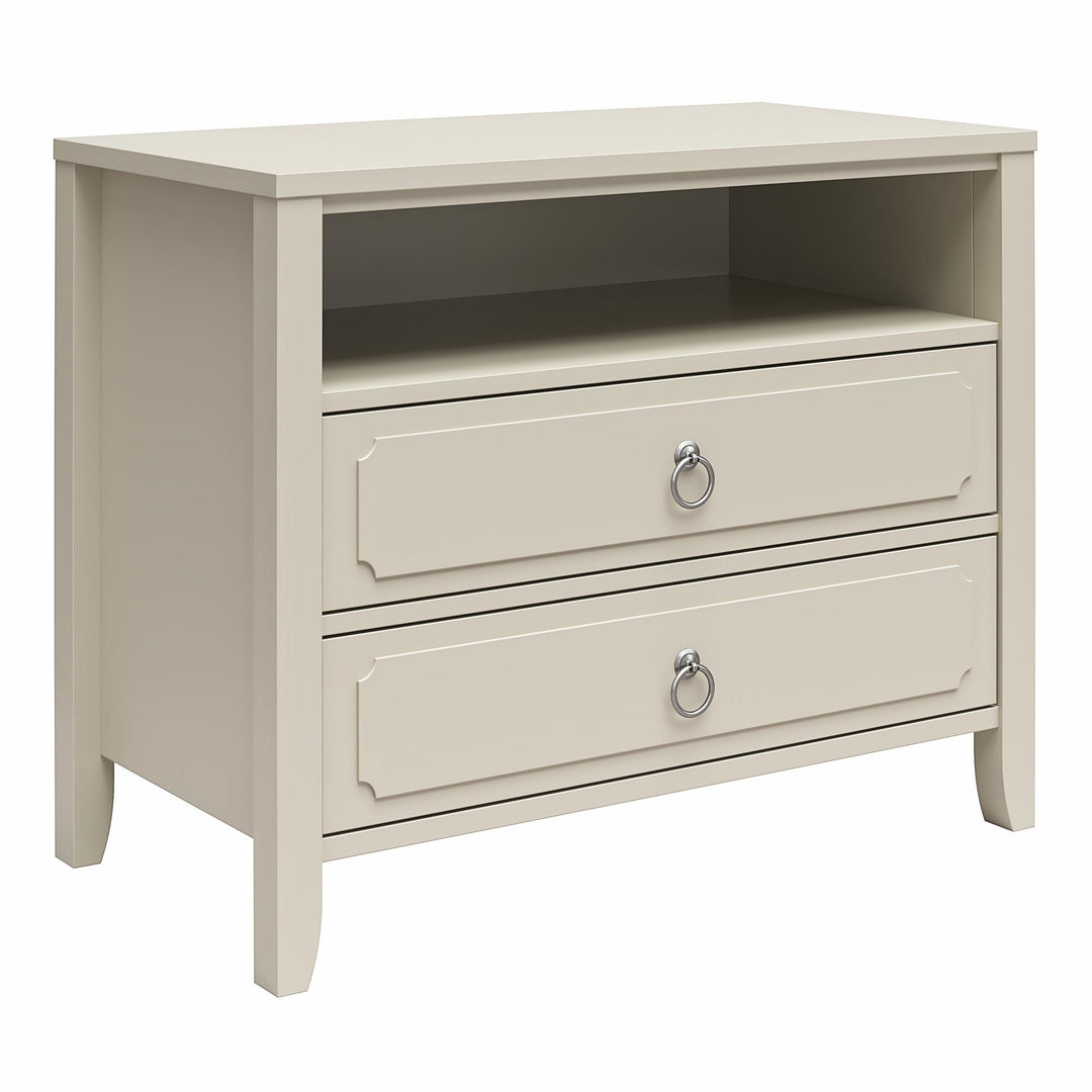 Her Majesty 2 Drawer Nightstand with 1 Open Cubby and 2 Drawers - White