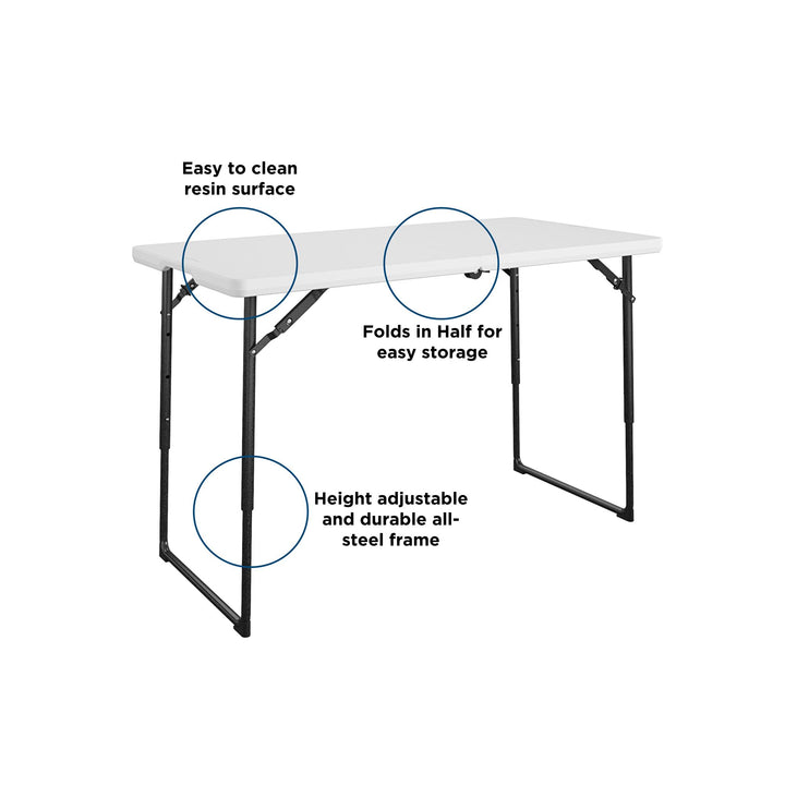 4 ft. Centerfold Adjustable Utility Table - White - 1-Pack