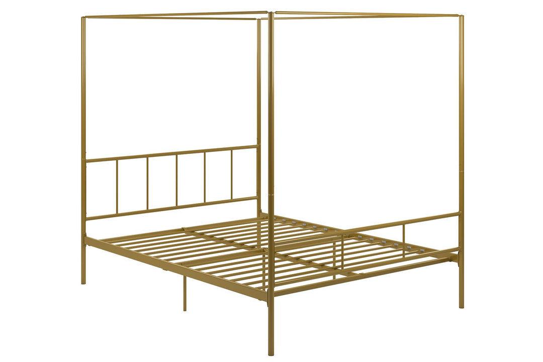 Marion Four Poster Metal Canopy Bed with Soft Clean Lines - Gold - Full