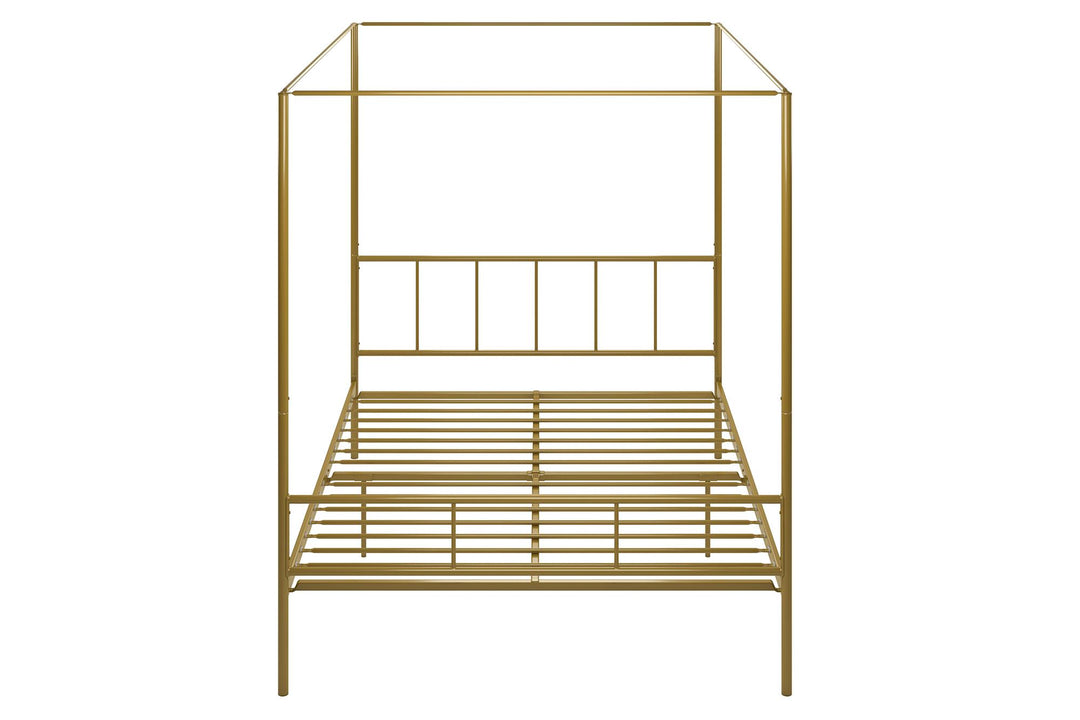 Marion Four Poster Metal Canopy Bed with Soft Clean Lines - Gold - Full