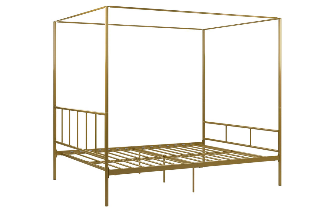 Marion Four Poster Metal Canopy Bed with Soft Clean Lines - Gold - Full