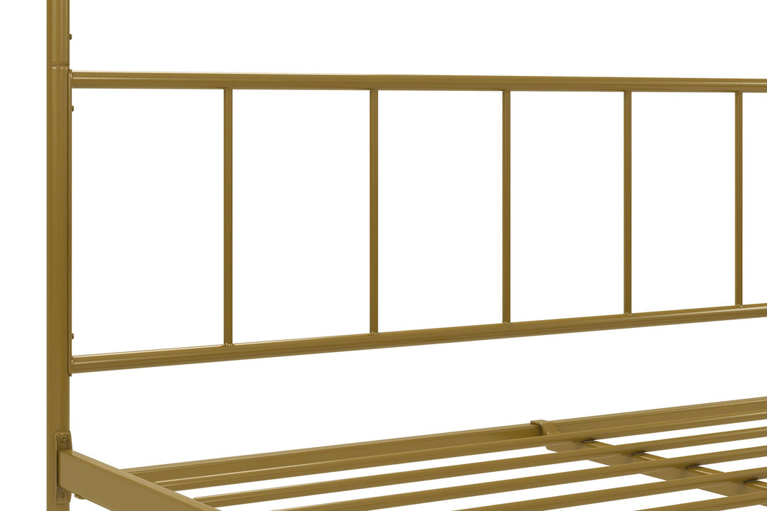 Marion Four Poster Metal Canopy Bed with Soft Clean Lines - Gold - Full