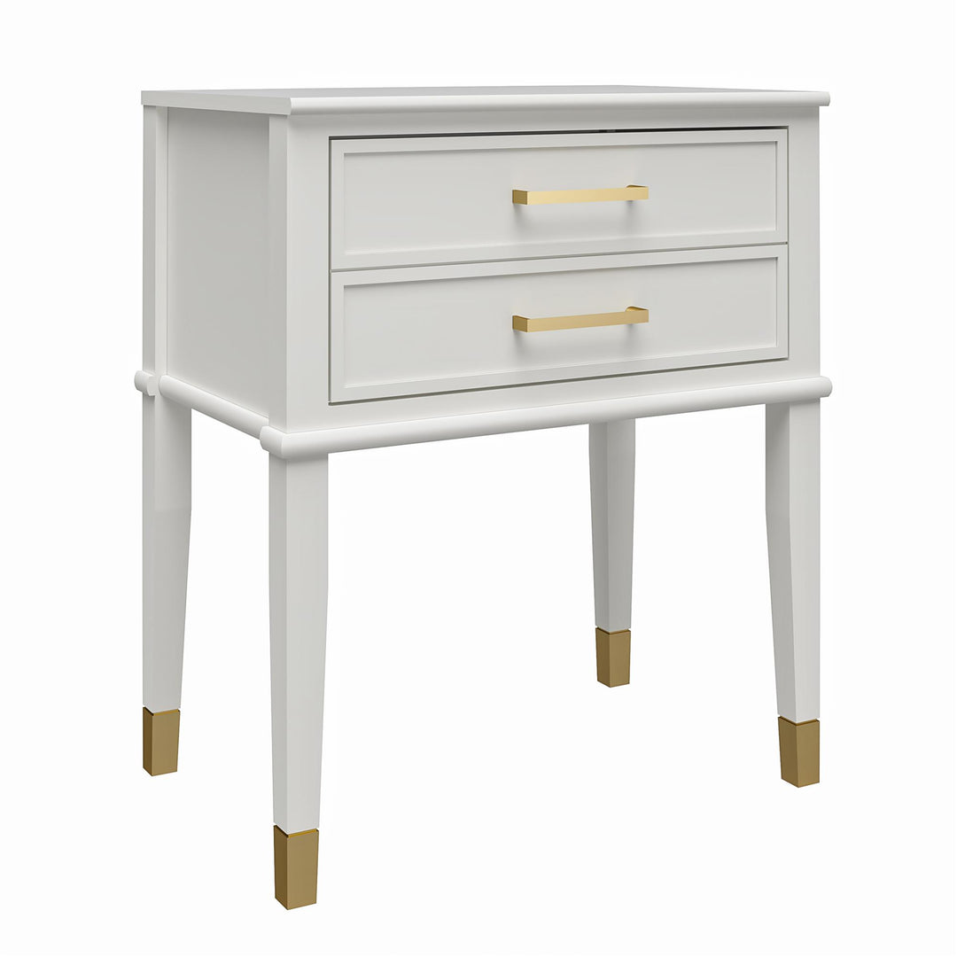 Westerleigh 2 Drawer Nightstand with Gold Accents - White