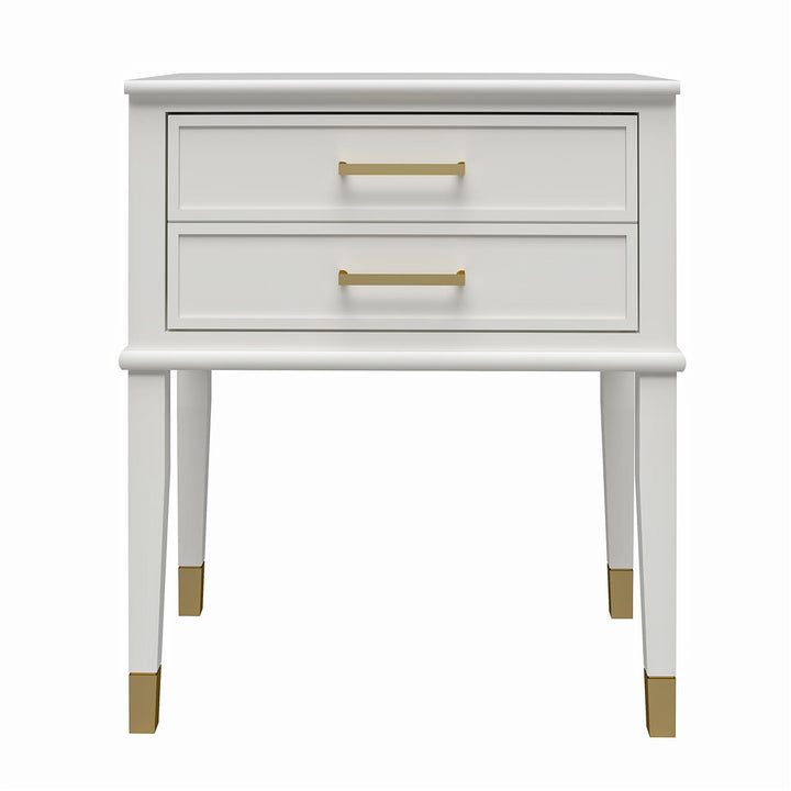 Westerleigh 2 Drawer Nightstand with Gold Accents - White