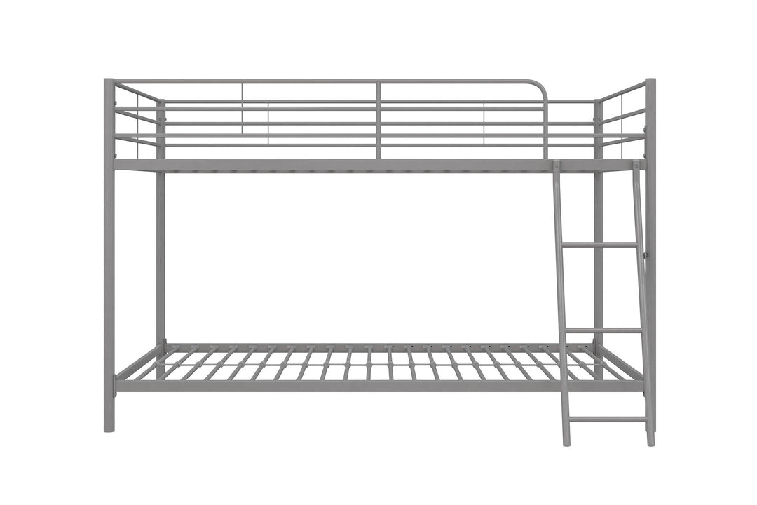 Small Space Junior Twin over Twin Metal Bunk Bed - Silver - Twin-Over-Twin