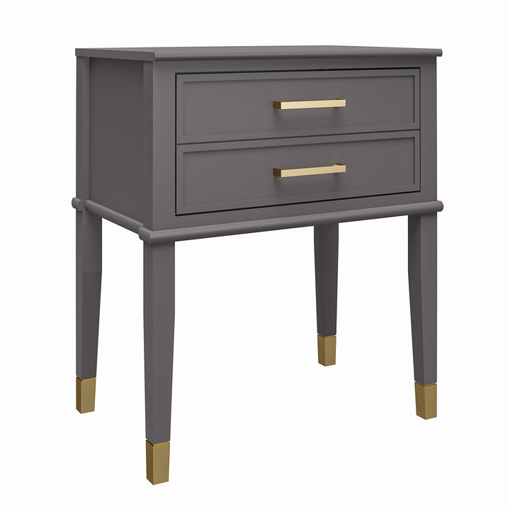 Westerleigh 2 Drawer Nightstand with Gold Accents - Graphite Grey