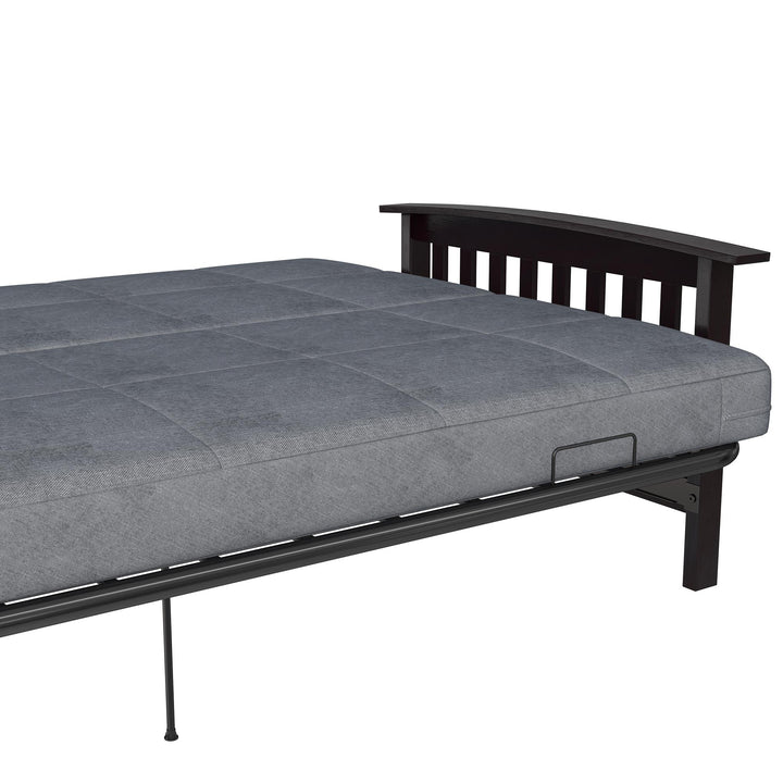 Brixen Cherry Wood Arm Metal Futon Frame with 6-Inch Mattress - Gray - Full