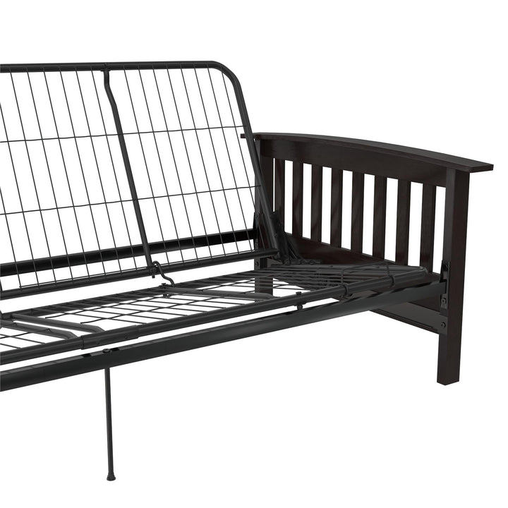 Brixen Cherry Wood Arm Metal Futon Frame with 6-Inch Mattress - Gray - Full