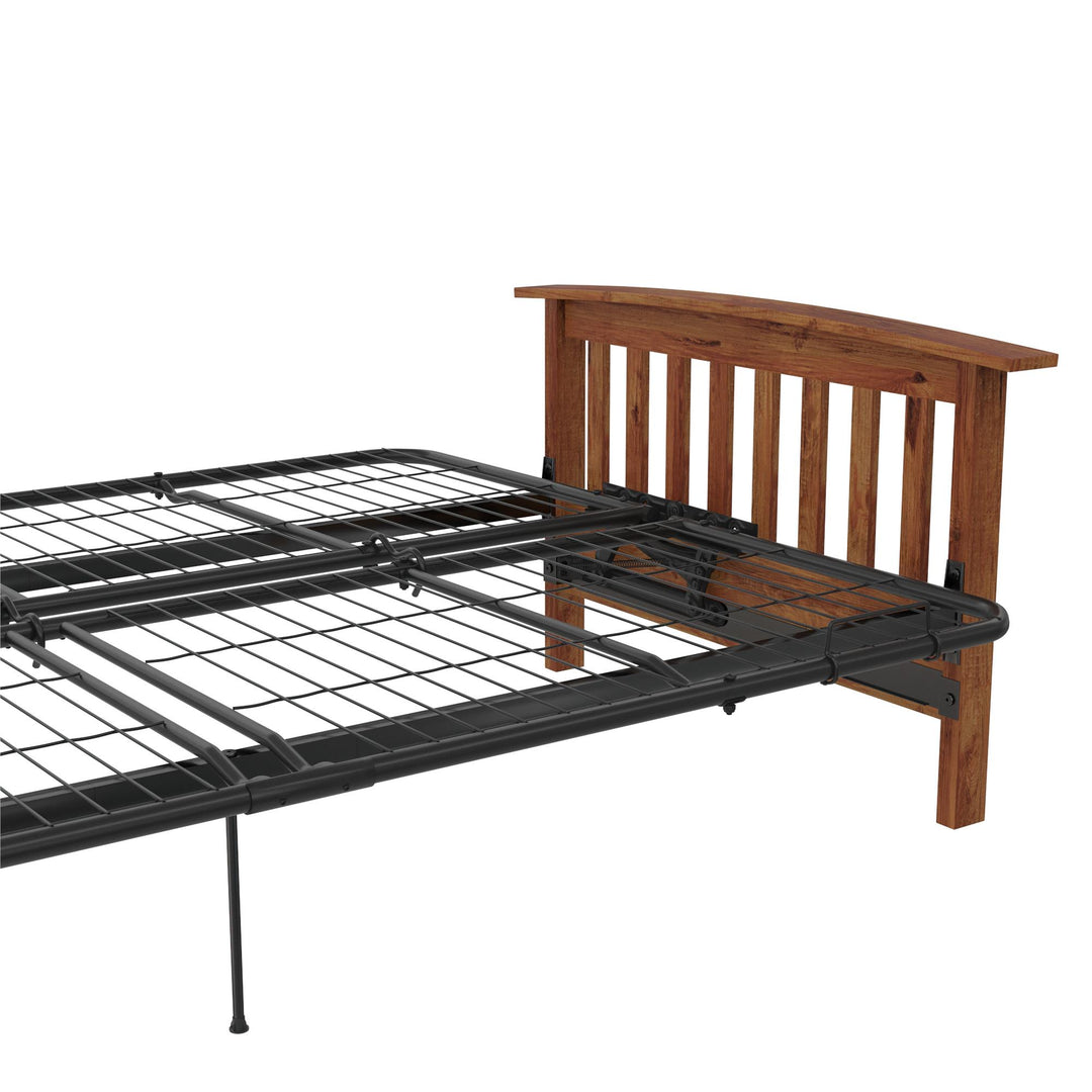 Brixen Cherry Wood Arm Metal Futon Frame with 6-Inch Mattress - Tan - Full