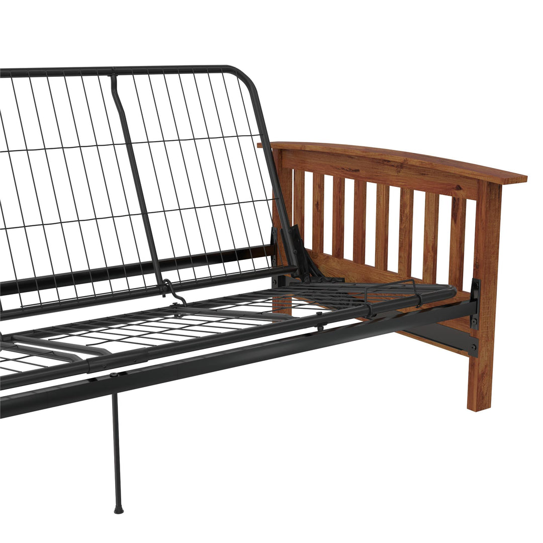 Brixen Cherry Wood Arm Metal Futon Frame with 6-Inch Mattress - Tan - Full