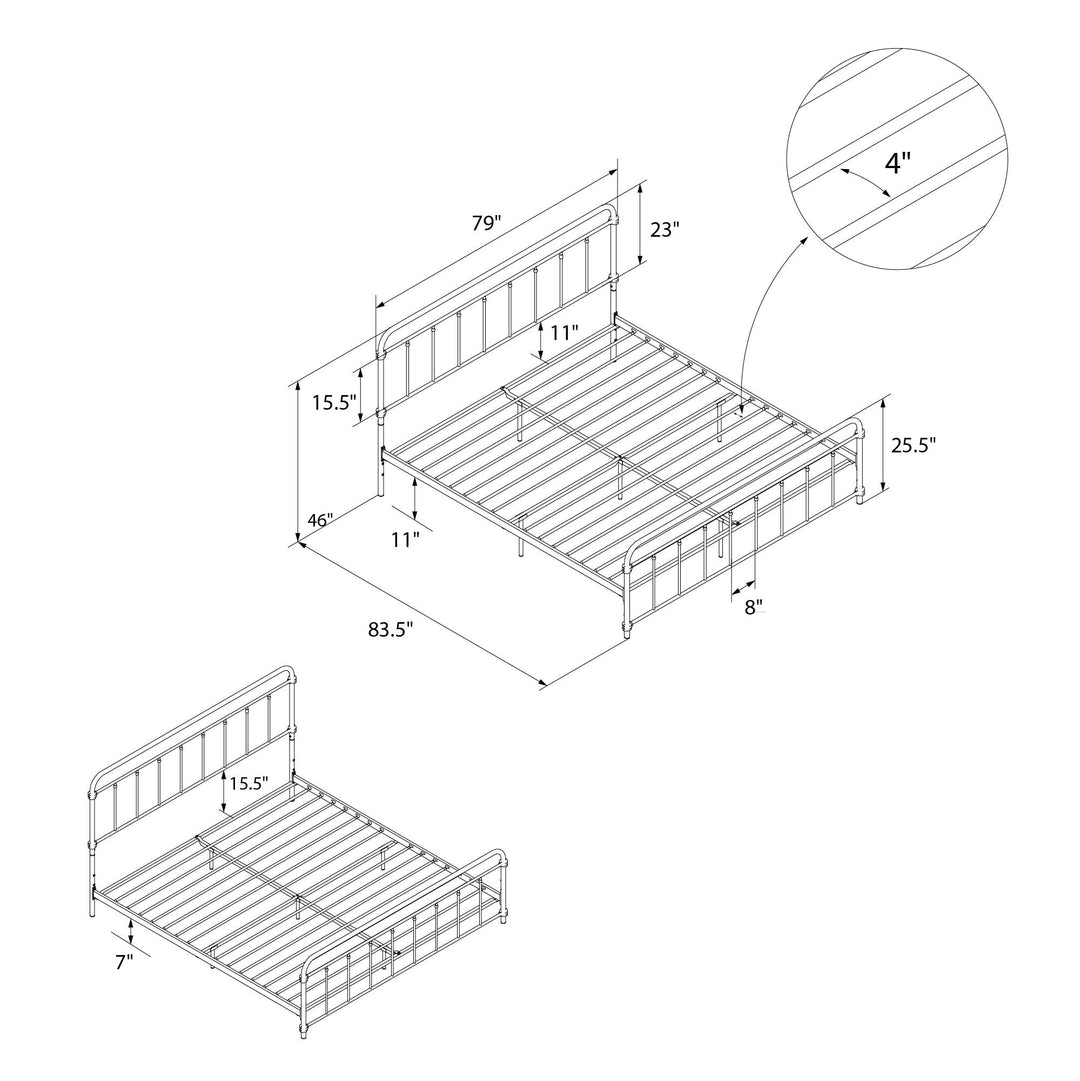 Wallace Spindle Metal Bed with Elegant Curves and Slats - White - King