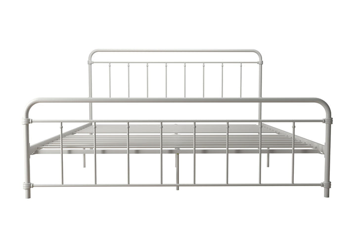 Wallace Spindle Metal Bed with Elegant Curves and Slats - White - King