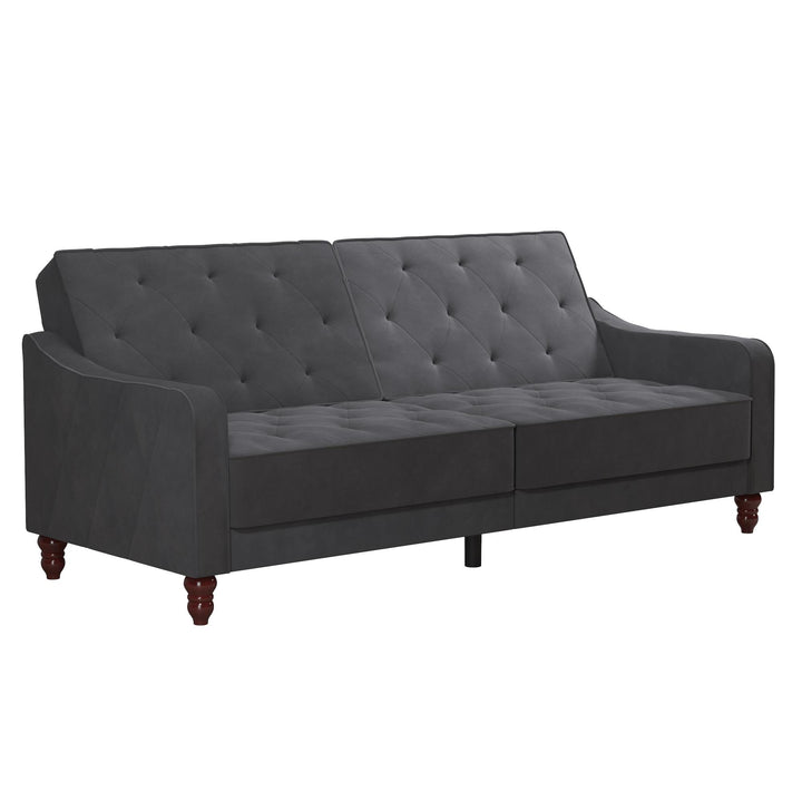 Vintage Tufted Split Back Futon - Dark Gray