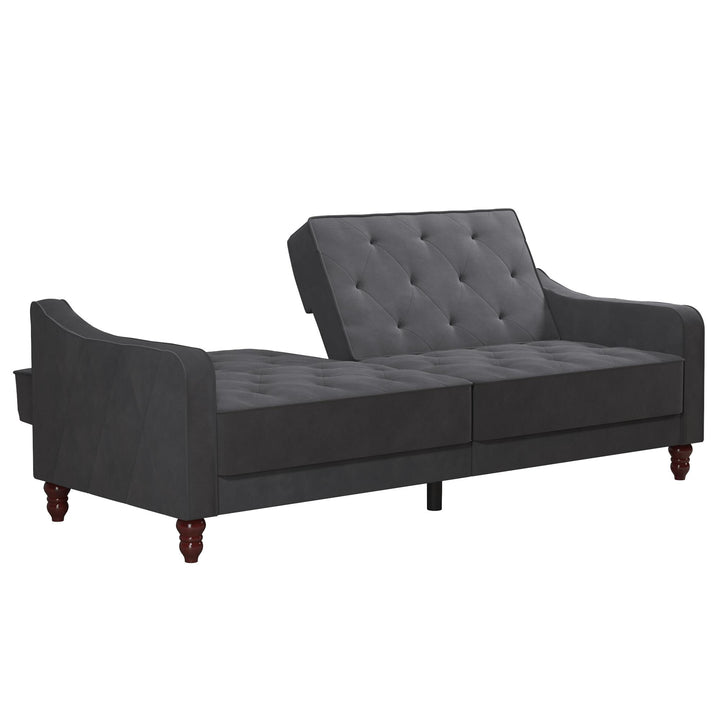 Vintage Tufted Split Back Futon - Dark Gray