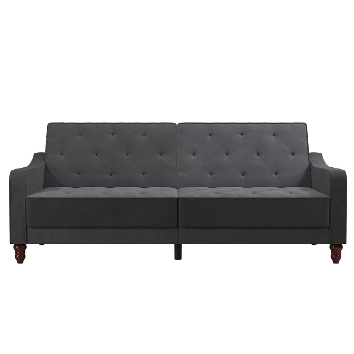 Vintage Tufted Split Back Futon - Dark Gray