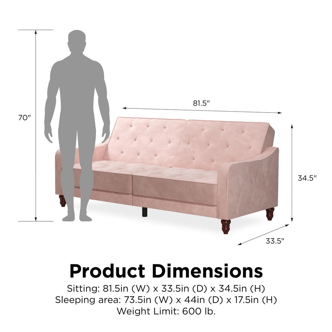 Vintage Tufted Split Back Futon - Pink