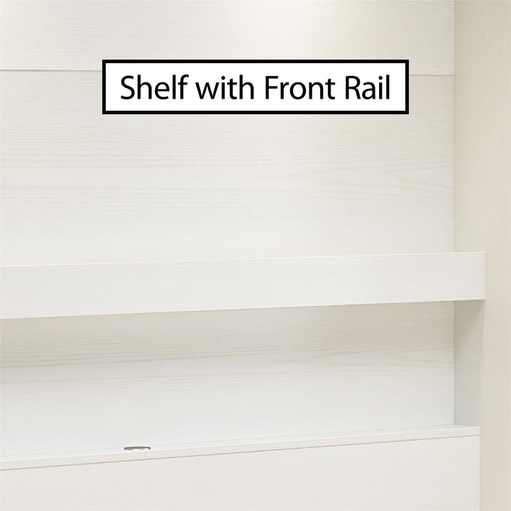 Impressions Full Wall Bed with Gallery Shelf & Touch Sensor LED Lighting - Natural - Full