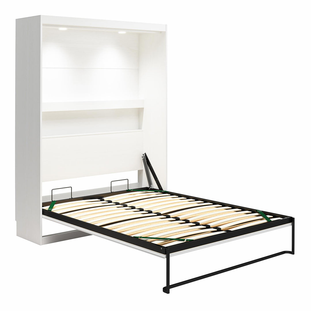 Impressions Full Wall Bed with Gallery Shelf & Touch Sensor LED Lighting - White - Full